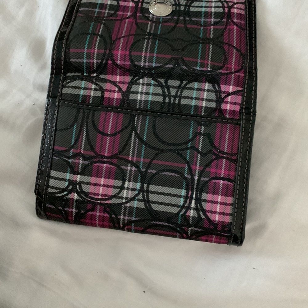 Coach Purse & Matching Wallet: Pink, Black, Grey Plaids with Hints of Glitter - Picture 12 of 16